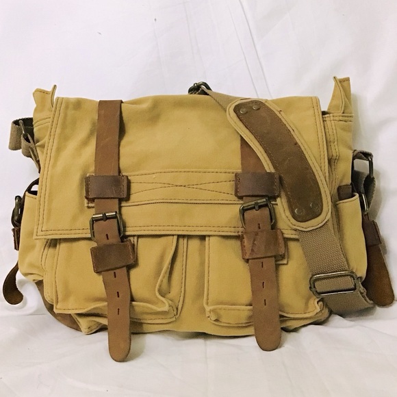 Agur Strauss Other - Vintage Augur Strauss & Co. Crossbody Messenger Style Canvas and Leather Bag